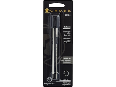 Cross Ballpoint Pen Refill, Medium Tip, Black Ink, 2/Pack (8513-2)