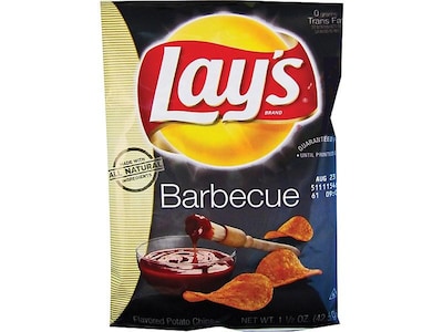 Lays Barbeque Potato Chips, 1.5 oz., 64/Carton (44358)