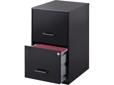 Lorell SOHO 2-Drawer Vertical File Cabinet, Locking, Letter, Black, 18D (14341)