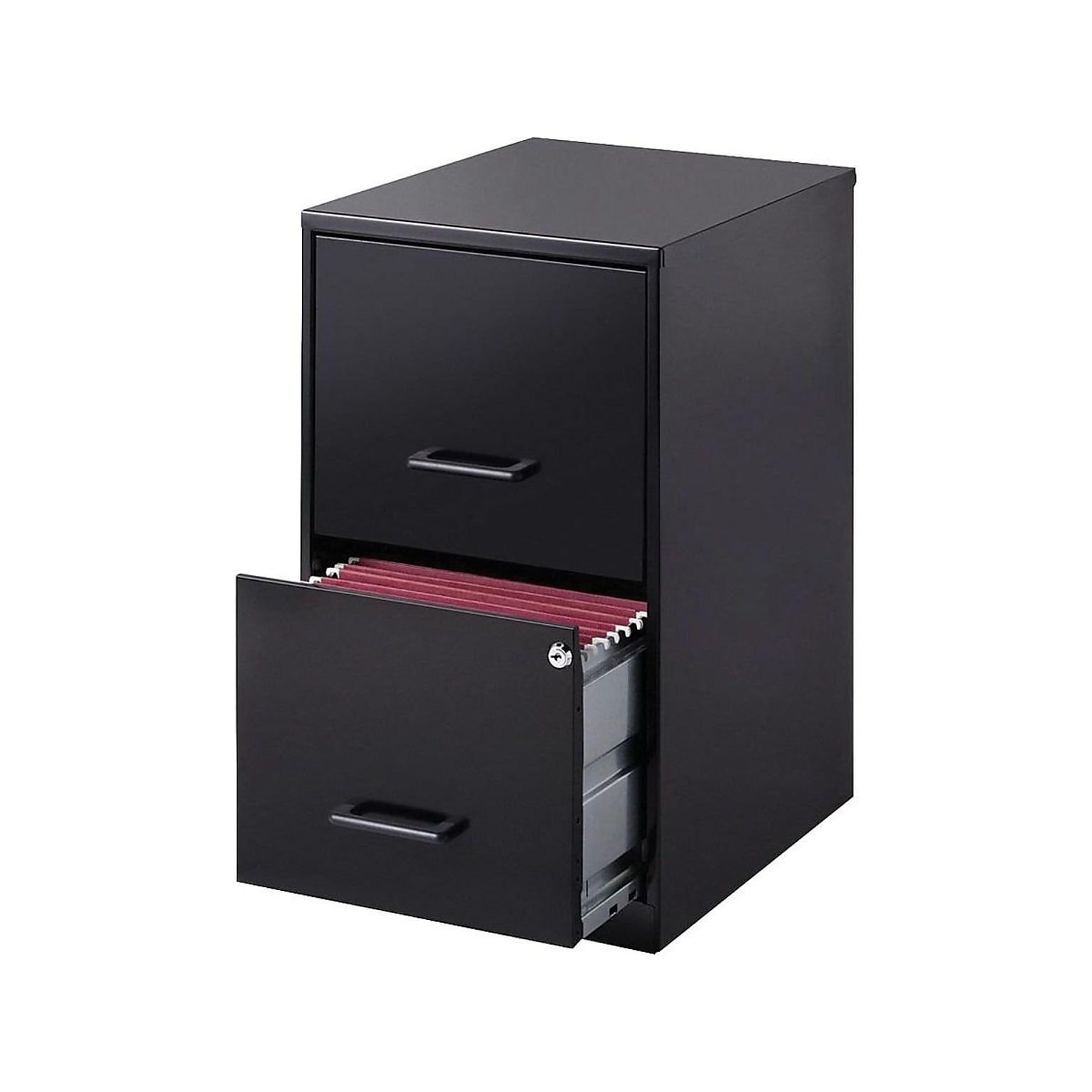 Lorell SOHO 2-Drawer Vertical File Cabinet, Locking, Letter, Black, 18D (14341)