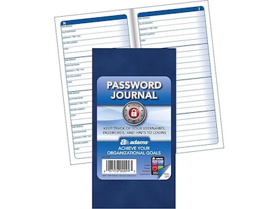 Adams Password Journal, 3.25 x 6.25, 48 Pages, Navy (APJ99)