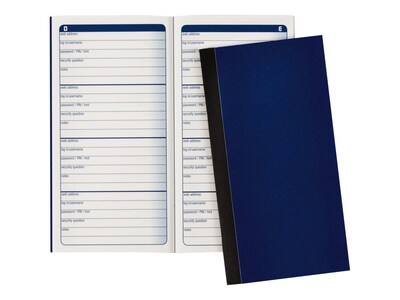 Adams Password Journal, 3.25" x 6.25", 48 Pages, Navy (APJ99)