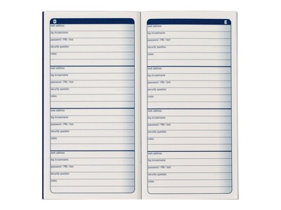 Adams Password Journal, 3.25" x 6.25", 48 Pages, Navy (APJ99)