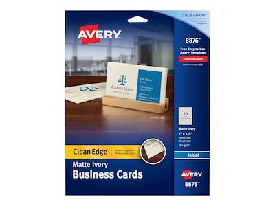 Avery Clean Edge Business Cards, 2 x 3 1/2, Matte Ivory, 200 Per Pack (8876)
