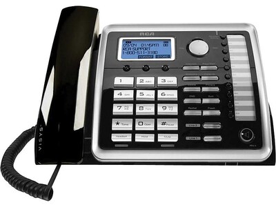 RCA ViSYS 25260 2-Line Corded Phone, Black/Silver