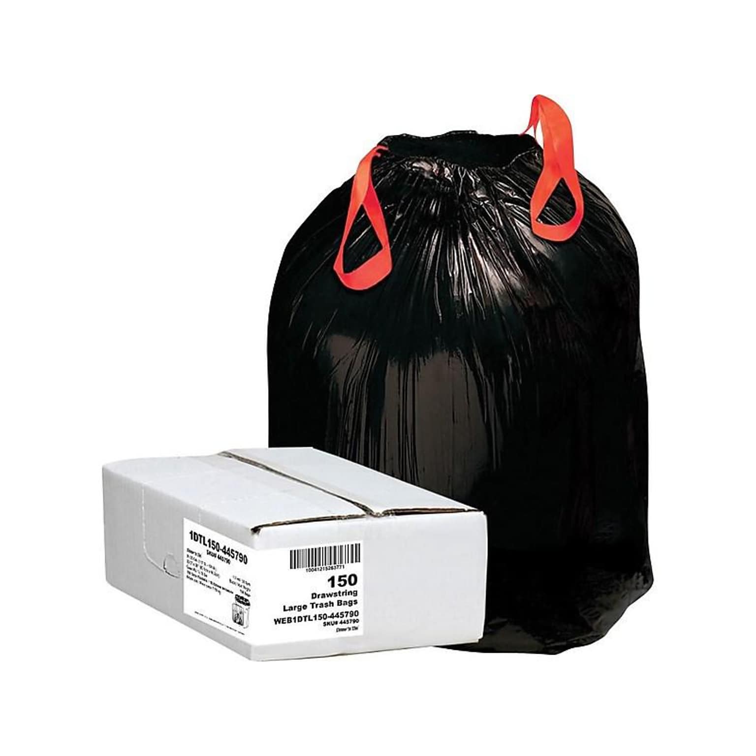 Berry Global 33 Gallon Draw N Tie Trash Bag, Black, 150/Carton (1DTL150-445790)