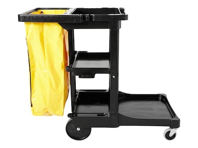 Rubbermaid Janitorial 3-Shelf Cleaning Cart with Bag (FG617388BLA)