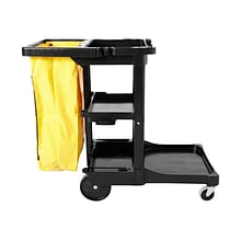 Rubbermaid Janitorial 3-Shelf Cleaning Cart with Bag (FG617388BLA)