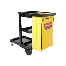 Rubbermaid Janitorial 3-Shelf Cleaning Cart with Bag (FG617388BLA)