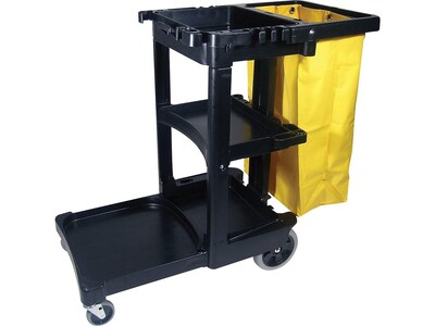 Rubbermaid Janitorial 3-Shelf Cleaning Cart with Bag (FG617388BLA)