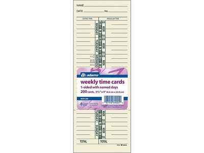 Adams Time Cards, 200/Pack (ABF 9659-200)