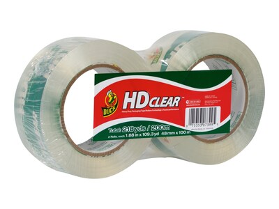 ShurTech Duck HD Clear, Acrylic Packing Tape, 1.88 x 109 yds., 2/Pack (305435)