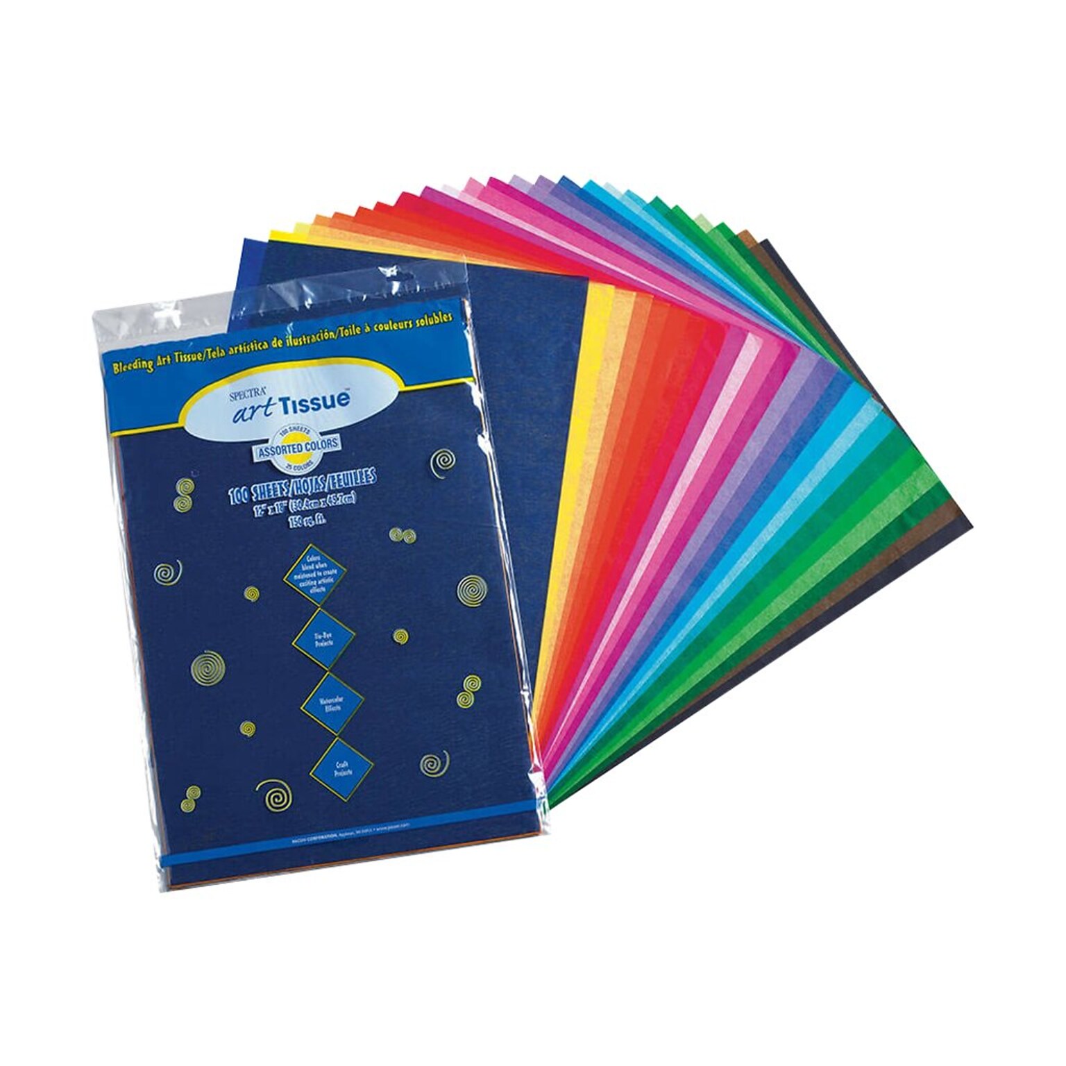 Spectra Art Tissue Paper, 12W x 18L, Assorted Colors, 100/Pack (0059530)