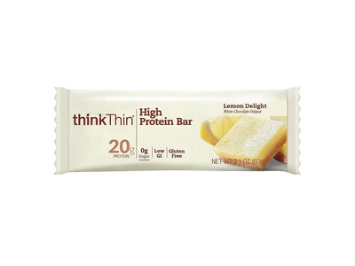 thinkThin Gluten Free Lemon Delight White Chocolate Protein Bar, 10 Bars/Box (209-02479)