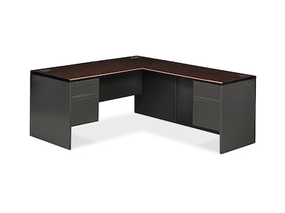 HON 38000 Series 2 Pc. Left L-Workstation, Mahogany/Charcoal (H38L6630NSL)