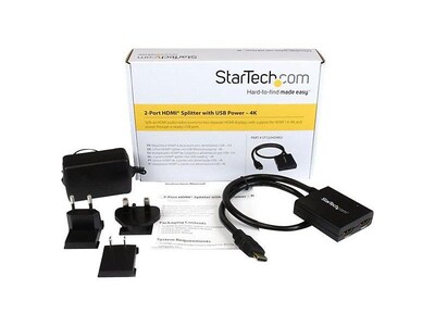 StarTech HDMI to HDMI/HDMI Audio/Video Splitter, Male to Female, Black (ST122HD4KU)