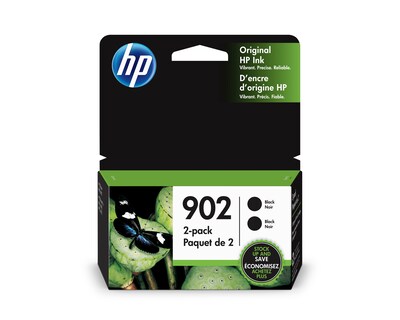 HP 902 Black Standard Yield Ink Cartridge, 2/Pack (3YN96AN#140)