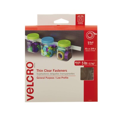 Velcro® Brand 3/4 x 15 Sticky Back Hook & Loop Fastener Roll, Clear (91325)