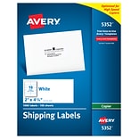 Avery Copier Shipping Labels, 2 x 4 1/4, White, 1000 Labels/Pack (5352)