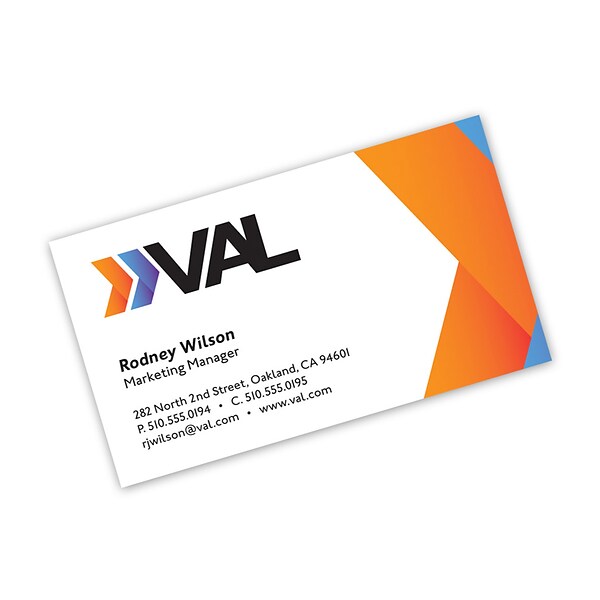Custom Full Color Business Cards, 16 pt. Coated Stock with UV Coating on the Front, Flat Print, 1-Si