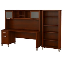 Bush Furniture Somerset 72W Office Desk with Hutch and 5 Shelf Bookcase, Hansen Cherry (SET020HC)