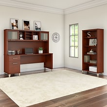 Bush Furniture Somerset 72W Office Desk with Hutch and 5 Shelf Bookcase, Hansen Cherry (SET020HC)