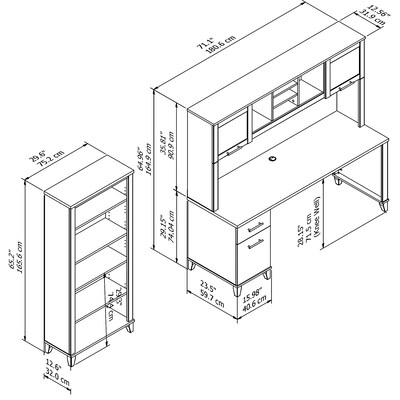 Bush Furniture Somerset 72W Office Desk with Hutch and 5 Shelf Bookcase, Hansen Cherry (SET020HC)