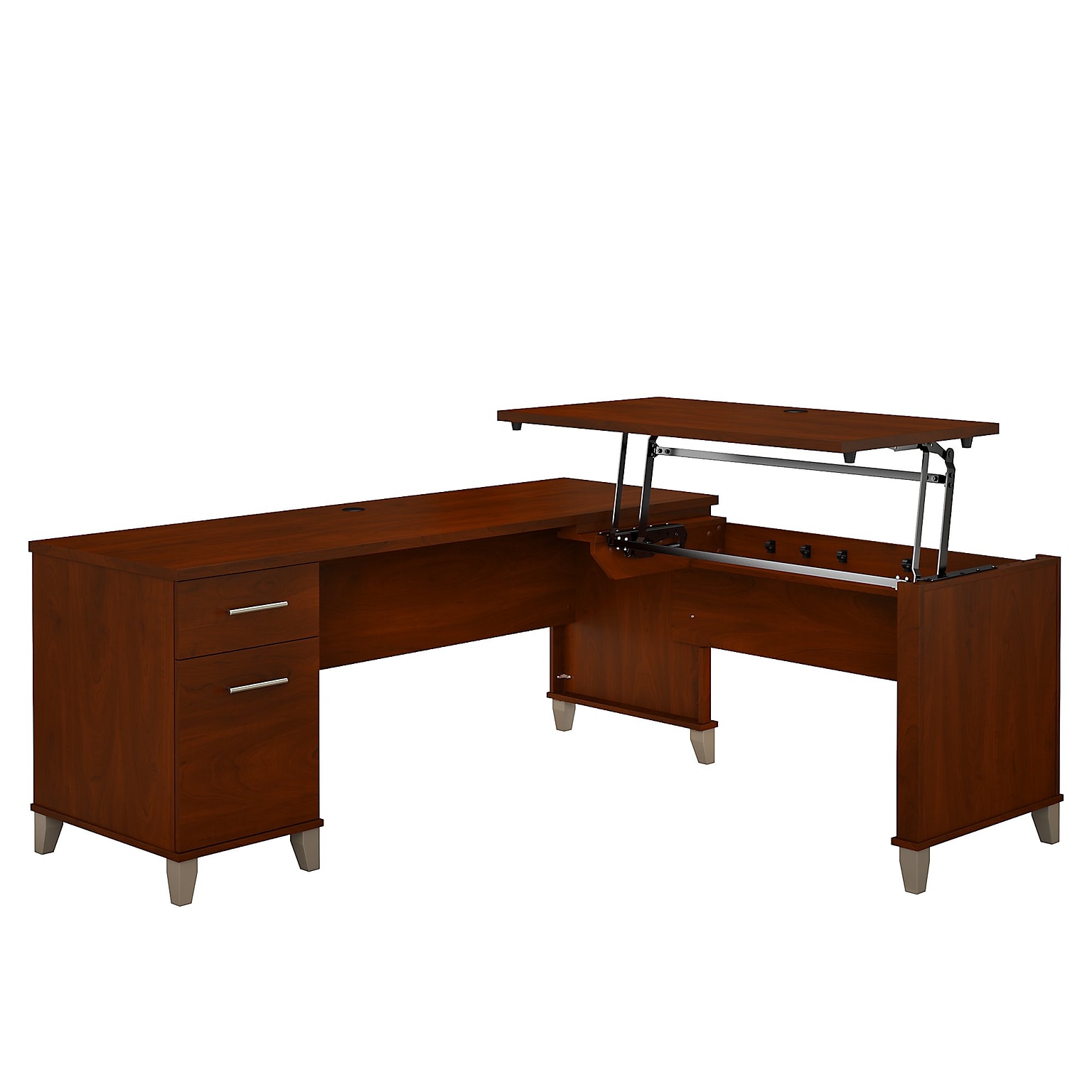 Bush Furniture Somerset 72W 3 Position Sit to Stand L Shaped Desk, Hansen Cherry (SET014HC)