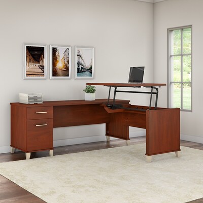 Bush Furniture Somerset 72"W 3 Position Sit to Stand L Shaped Desk, Hansen Cherry (SET014HC)