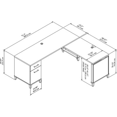 Bush Furniture Somerset 72"W 3 Position Sit to Stand L Shaped Desk, Hansen Cherry (SET014HC)