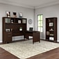 Bush Furniture Somerset 72"W 3 Position Sit to Stand L Shaped Desk with Hutch and Bookcase, Mocha Cherry (SET017MR)