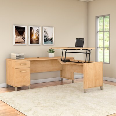 Bush Furniture Somerset 72"W 3 Position Sit to Stand L Shaped Desk, Maple Cross (SET014MC)