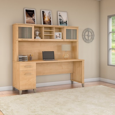 Bush Furniture Somerset 72"W Office Desk with Drawers and Hutch, Maple Cross (SET018MC)