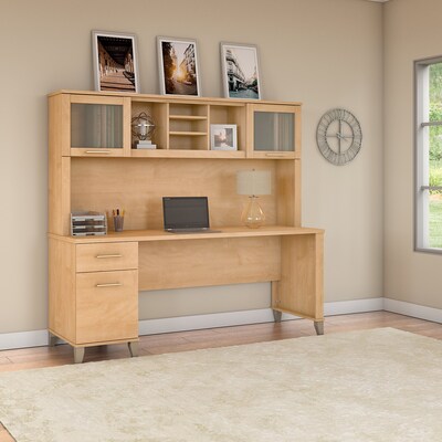 Bush Furniture Somerset 72"W Office Desk with Drawers and Hutch, Maple Cross (SET018MC)