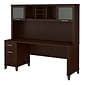 Bush Furniture Somerset 72"W Office Desk with Drawers and Hutch, Mocha Cherry (SET018MR)
