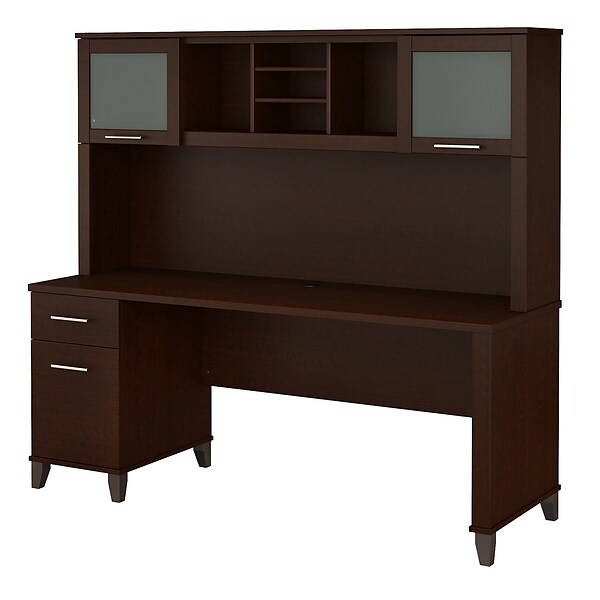 Bush Furniture Somerset 72W Office Desk with Hutch, Mocha Cherry (SET018MR)