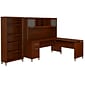 Bush Furniture Somerset 72"W 3 Position Sit to Stand L Shaped Desk with Hutch and Bookcase, Hansen Cherry (SET017HC)