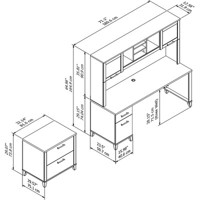Bush Furniture Somerset 72W Office Desk with Hutch and Lateral File Cabinet, Maple Cross (SET019MC)