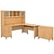 Bush Furniture Somerset 72W 3 Position Sit to Stand L Shaped Desk with Hutch and File Cabinet, Maple