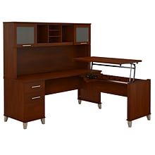 Bush Furniture Somerset 72W 3 Position Sit to Stand L Shaped Desk with Hutch, Hansen Cherry (SET015