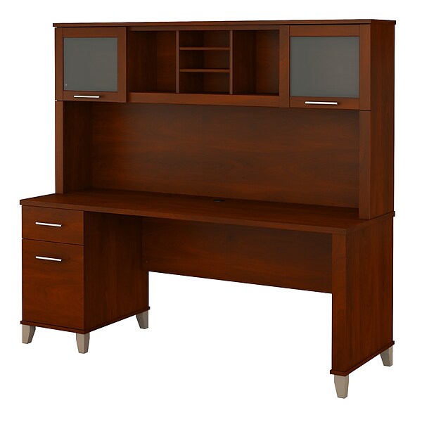 Bush Furniture Somerset 72W Office Desk with Hutch, Hansen Cherry (SET018HC)