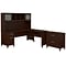 Bush Furniture Somerset 72W 3 Position Sit to Stand L Shaped Desk with Hutch and File Cabinet, Mocha