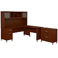 Bush Furniture Somerset 72W 3 Position Sit to Stand L Shaped Desk with Hutch and File Cabinet, Hans