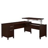 Bush Furniture Somerset 72W 3 Position Sit to Stand L Shaped Desk, Mocha Cherry (SET014MR)