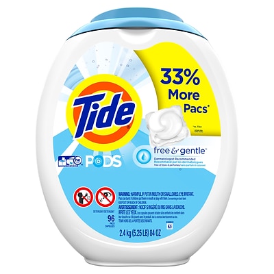 Tide PODS Free and Gentle Liquid Laundry Detergent, 96/Pack (80035)