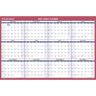 2020 AT-A-GLANCE 36 x 24 Vertical/Horizontal Reversible Erasable Wall Calendar (PM26-28-20)