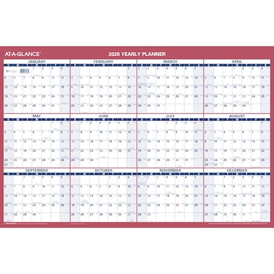 2020 AT-A-GLANCE 36 x 24 Vertical/Horizontal Reversible Erasable Wall Calendar (PM26-28-20)