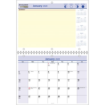 2020 AT-A-GLANCE QuickNotes 11 x 8 Monthly Wall Calendar (PM502820)
