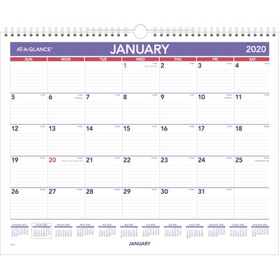 2020 AT-A-GLANCE 15 x 12 Monthly Wall Calendar (PM82820)