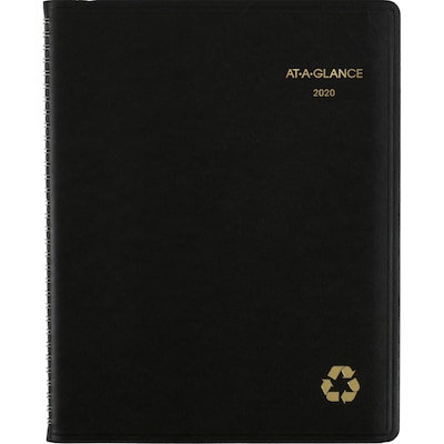 2020 AT-A-GLANCE 8-1/4x 11 Recycled Weekly/Monthly Appointment Book, Black (70-950G-05-20)
